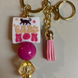 Cat Mom Keychain/purse Clip