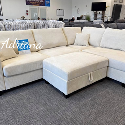 Gorgeous 3-Pc Corduroy Sectional Sofa With Storage Ottoman