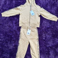 Kids Burberry Sweatsuit Size 8 Tan