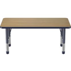 FDP Rectangle (24 x 48 inch) Classroom Table with Adjustable Chunky Toddler Legs (15-24 in) Preschool, Kinder and Daycare Furniture - Pasadena Oak Top
