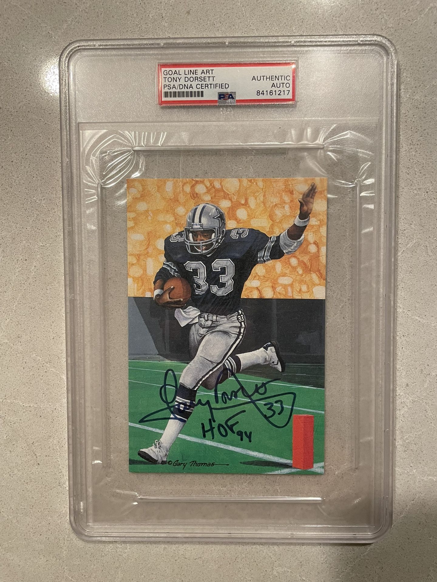 Tony Dorsett Autographed Dallas Cowboys Goal Line Art Card