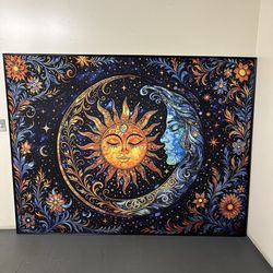 5ft X 7ft Sun And Moon Cloth Wall Accent Art Piece