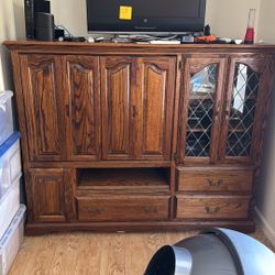 TV Entertainment Center - Solid Wood w/ Glass gone Today