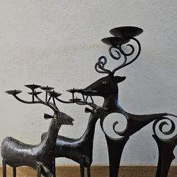 Iron Deer Candle Holders