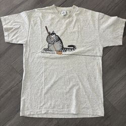 Vintage Kliban Cats San Francisco T Shirt Mens L Gray Golf Short Sleeve