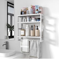 Over Toilet Bathroom Shelves With Towel Rod