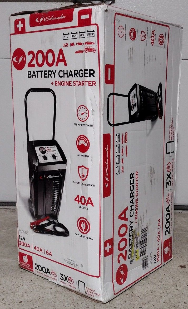 Schumacher SC1565 200A 12V Manual Timer-Controlled Battery Wheel Charger and Jump Starter