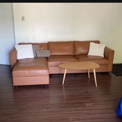 Leather Couch Sofa Pull out Full Mattress bed. MOVING OUT SALE!!!