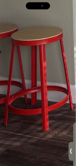 Set of 2 orange red vintage ikea stools!