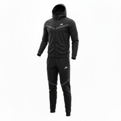 Nike Tracksuit Black New Zip Up Full Set Pants And Jacket