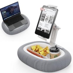 Tablet Kindle Pillow Stand Holder Free Adjustment with 3 Divided Trays Fit 4''-13'' Phone Kindle iPad Holder Stand Ultra Stable for Bed Soft Plus Fabr