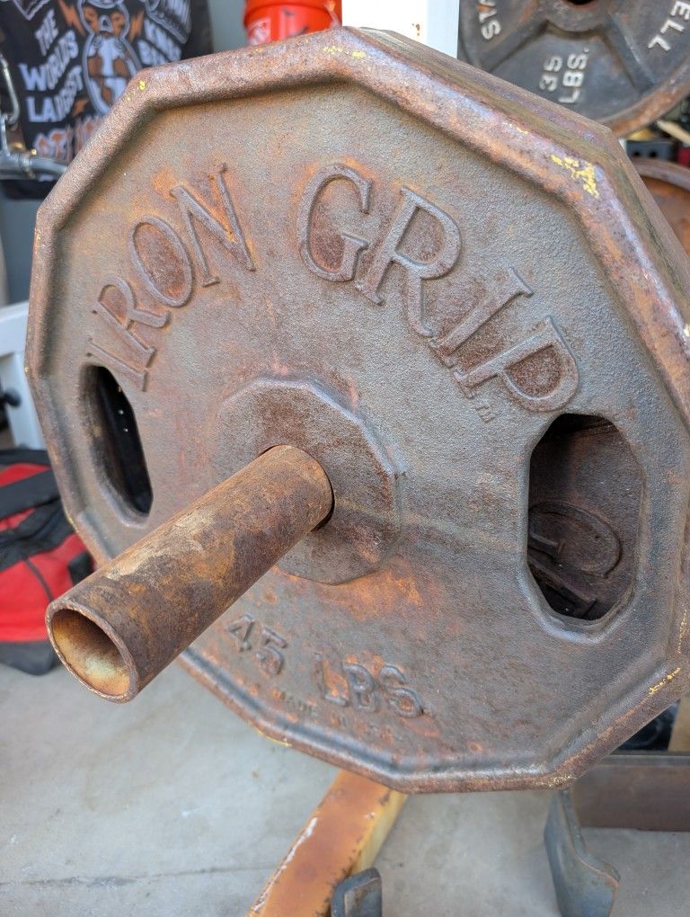 1st Generation Iron Grip 45 Lb Plates