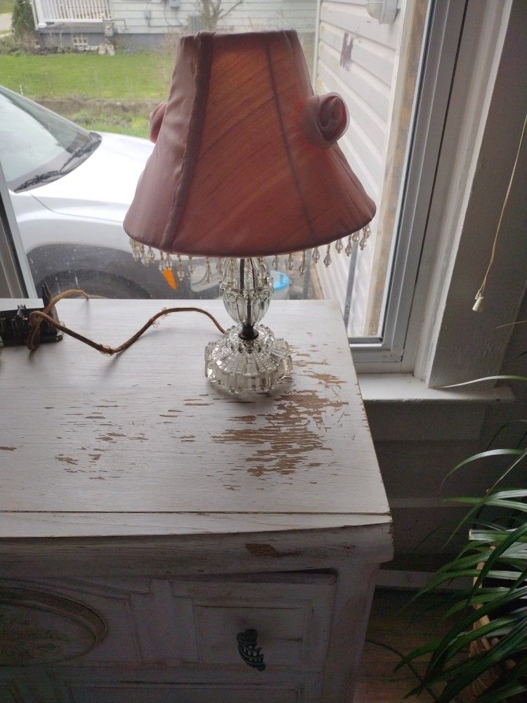 Vintage Clear Cut Glass Small Lamp