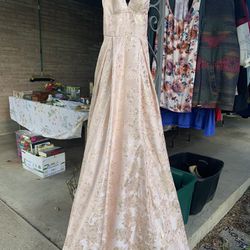 Rose Gold And Gold Floral Prom/homecoming Dress