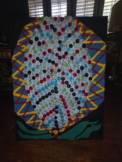 Original Multimedia Canvas Painting – Acrylic & Glass Stones Art