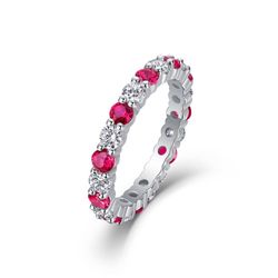 Fifty8 Red Moissanite and Cubic Zirconia Ring, 925 Sterling Silver, Glimmering Shadow