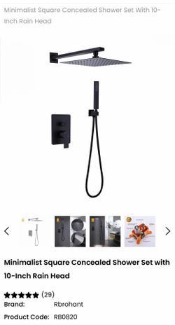 Minimalist Square Concealed Shower Set with 10-Inch Rain Head
