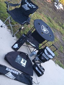 Raiders Ice Chest Cooler With Table