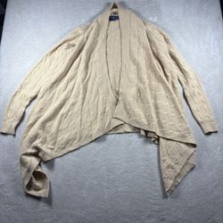 Polo Ralph Lauren Women's S Beige Cable Knit Cashmere Open Front Cardigan #3191