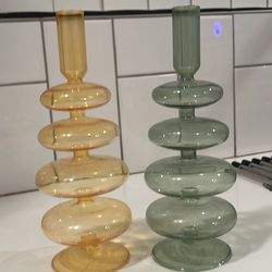 Glass Bubble Candleholders, Set Of 2