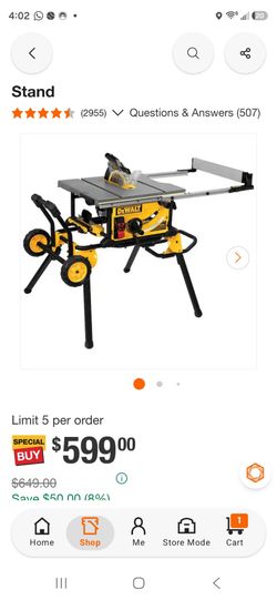 DeWalt Table Saw with Stand and Wheels