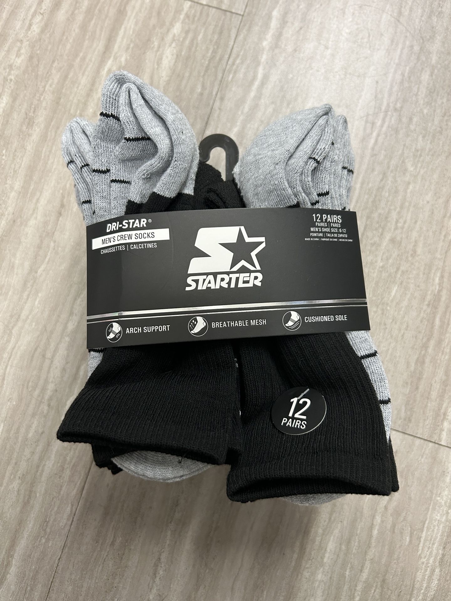 NWT Men’s Arch Support Crew Socks 12 pairs