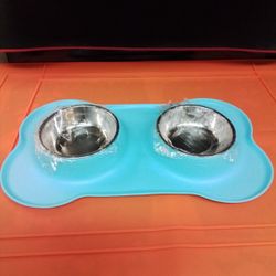 Dog Bowls and Silicone Mat_$10