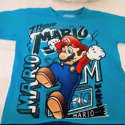 Super Mario Boys TShirt Tee Blue Shirt Nintendo