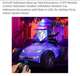 NEW HALLOWEEN BLOW UP 3.5FT REMOTE CONTROL CAR DECORATION