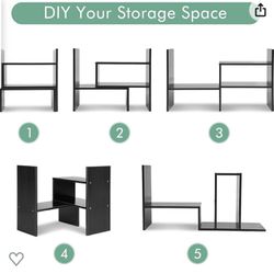 MMdipon Desk Shelf Organizers and Storage, Expandable Mini Bookshelf for Bedroom, Adjustable Wood Desktop Shelf Black, Home & Office Decor(Bark)
