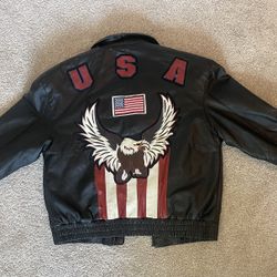 USA Leather American Eagle Flag Jacket 