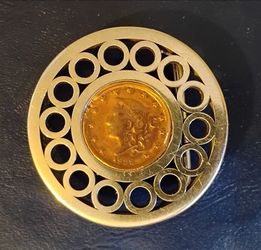 Vintage Liberty 1838 Large Cent coin  belt buckle