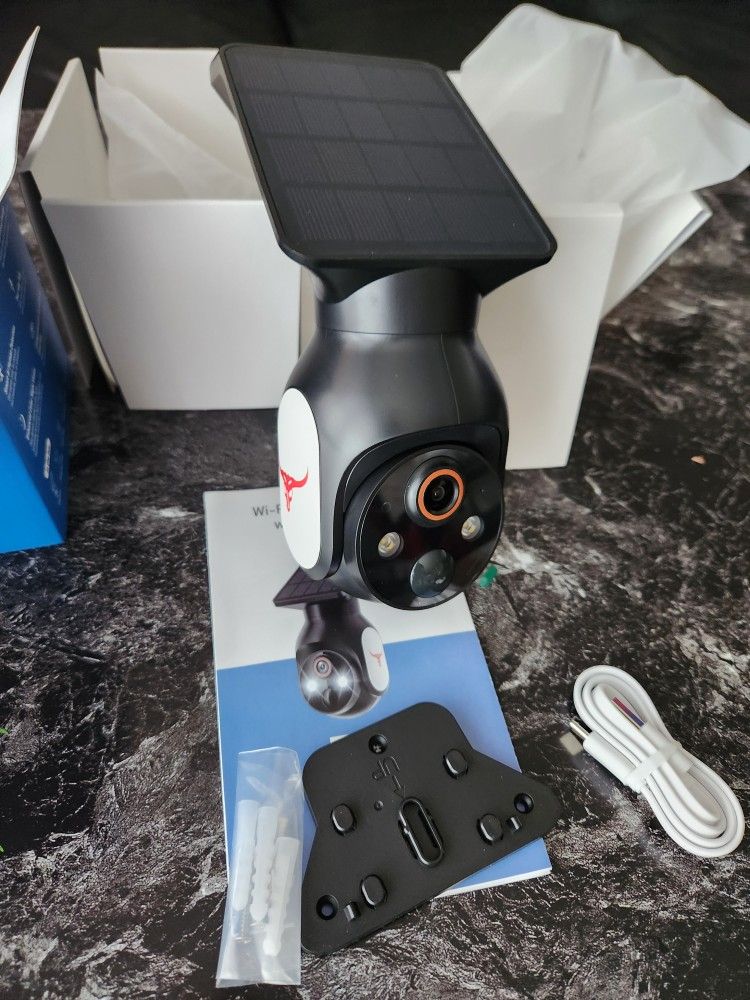 Solar Wireles Security Camera , AI Human Detection, Audio, Color Night Vision ,Wifi Only 360 PTZ