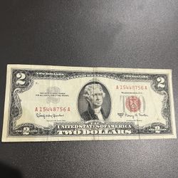 2 Dollar Bill Note Red Seal