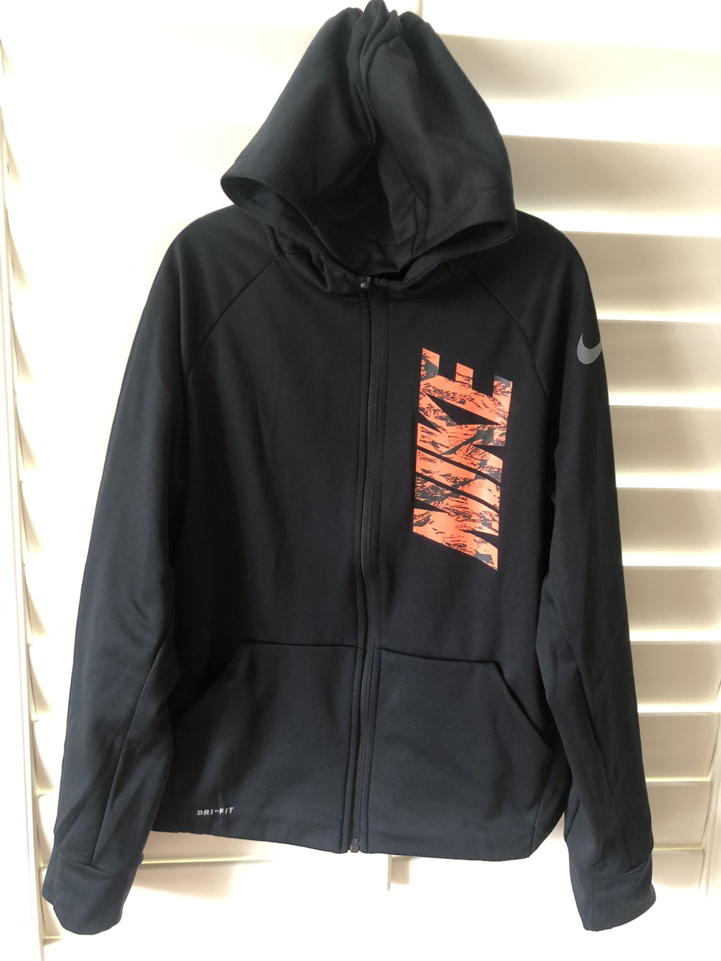 Nike Dri-Fit Boys Full Zip Black Hoodie Size L