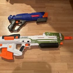 4 Nerf Guns (one Halo Nerf Gun) For Sale With A Nerf Vest