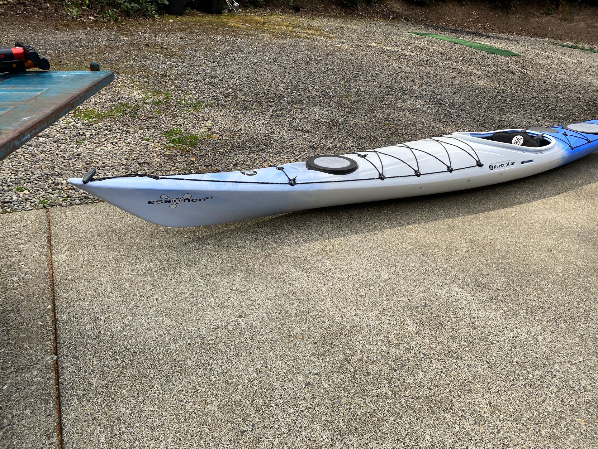 Perception Essence 16.5 Kayak new never used. Cost 1650.00 new, this has been stored in a heated garage and never been in the water. A steal at 775.00