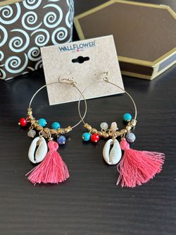 Colorful Tassel and Beads Hoop Earrings