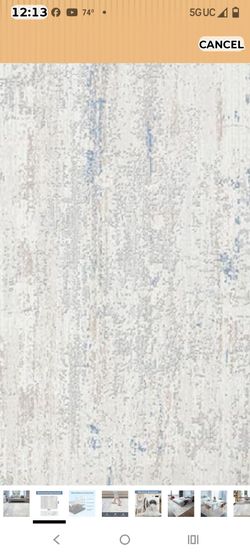 (new)8x10 Abstract Area Rug Ivory Blue Distressed Pattern