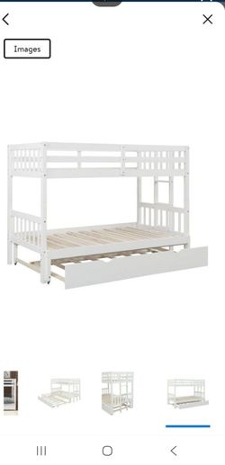 White Twin over King Bunk Bed with Trundle