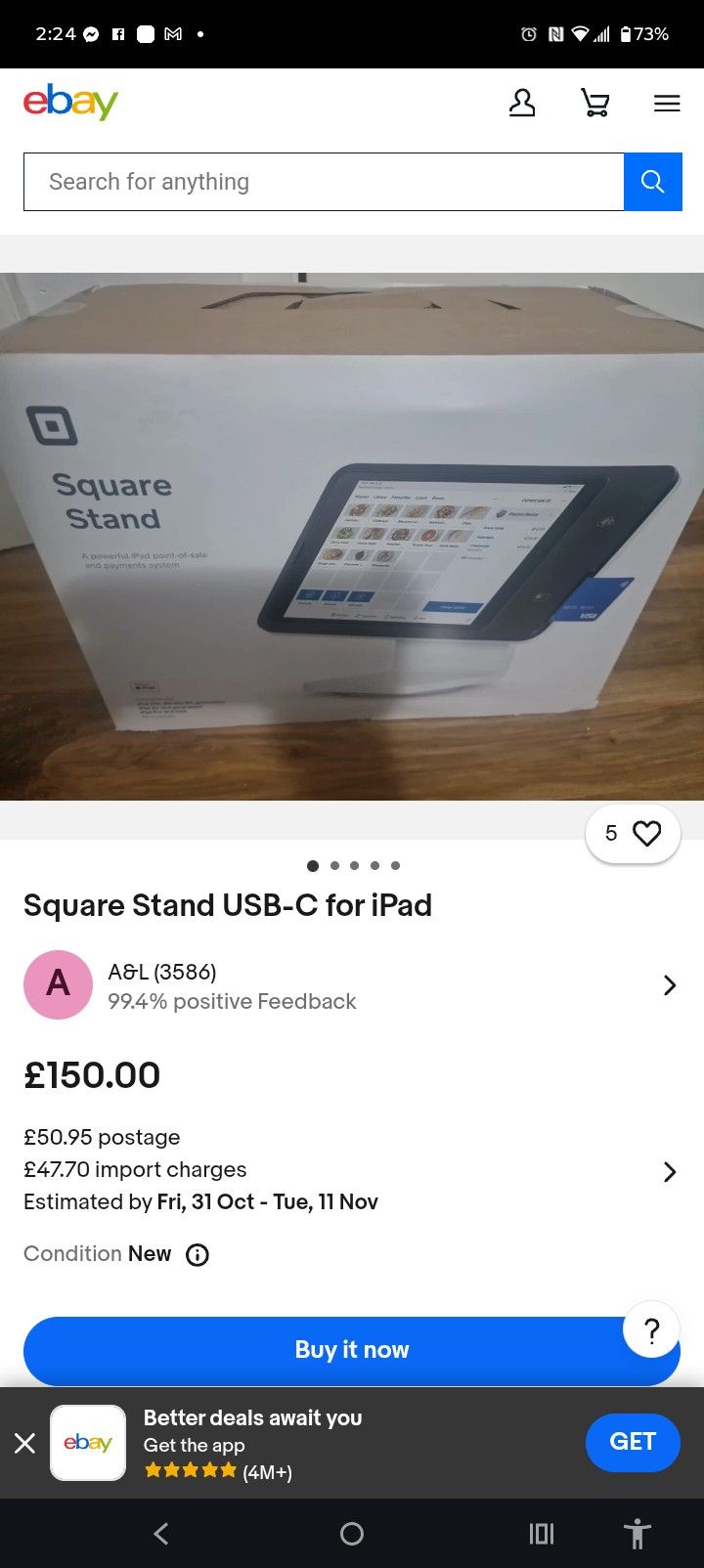 Square Stand With USB-c Point Of Sale IPad stand Payment System
