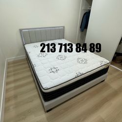 Queen Bed / Mattress Included / Platform Bed Build-inked Lights  💢 Cama Queen Size/  Colchon Incluido  / Cama Con Luz Led 