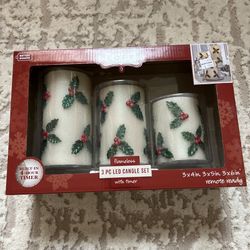 Flameless 3 pc LED Candle Set with built-in timer