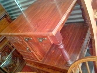 Set Of Two Very Large Solid Wood End Tables With Storage And Drawers