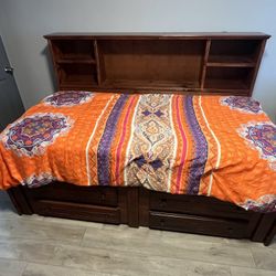 Twin Bed W/drawers & Shelves