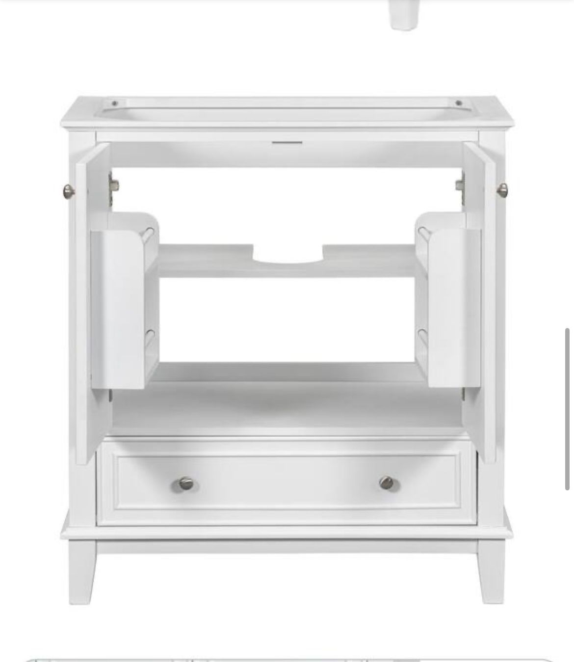 29.50 in. W x 17.80 in. D x 33.80 in H Bath Vanity Cabinet without Top in White with Doors and Drawer