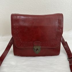 Steve Madden Vintage Red Faux Leather Crossbody Bag