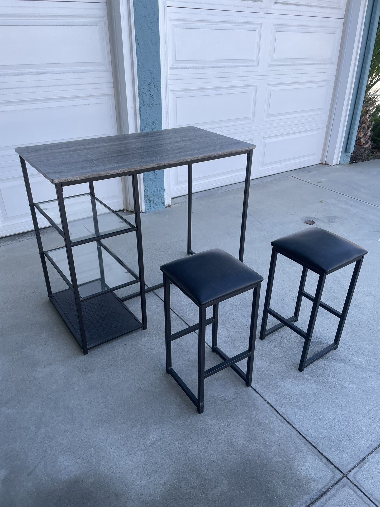 High Top Table w/ Two Stools & Shelving