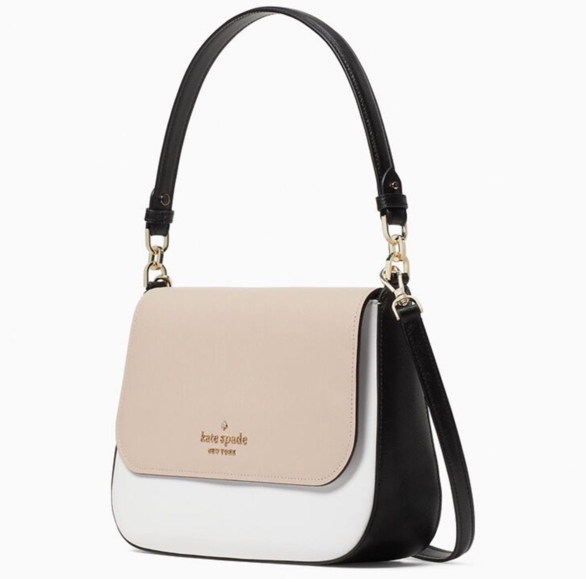 Kate Spade STACI Leather Flap Color block Shoulder/Crossbody Bag
