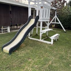 Wooden Swingset With Slide 